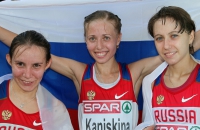 20th European Athletics Championships 2010 /Barselona, ESP.  20 km Walk Women Final. Olga KANISKINA, Anisya KIRDYAPKINA, Vera SOKOLOVA
