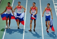 20th European Athletics Championships 2010 /Barselona, ESP. 4x400m Relay champion's. Maksim Dyldin, Aleksey Aksyenov, Pavel Trenikhin and Vladimir Krasnov