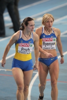 European Athletics Indoors Championships 2011 /Paris, FRA. Final at 60m. Champion POVH Olesya and RYEMYEN Mariya 