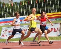 Russian Championships 2011. 1 day. Heat at 100m. Khyutte Aleksandr