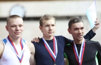 Russian Indoor Championships 2012. Winner's at 3000m. Yegor Nikolayev, Andrey Minzhullin and Stas Anischenko