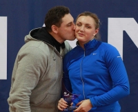 Yevgeniya Kolodko. Winner at Russian Winter 2012. With dad and coach. Nikolay Kolodko