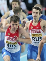 World Indoor Championships 2012 (Istanbul, Turkey). Heats at 4x400 Metres Relay. Russian team. Semyen Golubev and Vladislav Frolov