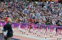 XXX OLYMPIC GAMES (Athletics). 110 Metres Hurdles. Wenjun Xie (CHN), Konstantin Shabanov, Selim Nurudeen (NGR), Andrew Turner (GBR), Aries Merritt (USA)