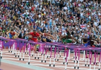 XXX OLYMPIC GAMES (Athletics). 110 Metres Hurdles. Konstantin Shabanov, Selim Nurudeen (NGR), Andrew Turner (GBR), Aries Merritt (USA)