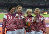 Yuliya Guschina. Olympic Silver Medalist in 4x400m 2012, London. With Natalya Antyukh, Tatyana Firova, Antonina Krivoshapka