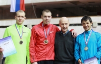 National Indoor Championships 2013 (Day 1). 3000 Metres Champion Valentin Smirnov, cjach V. Shibayev, silver  Yegor Nikolayev, bronze Andrey Safronov