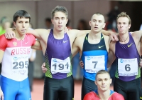 National Indoor Championships 2013 (Day 1). 60 Metres Final. Yevgeniy Shtyrkin, Aleksandr Brednev, Maksim Polovinkin, Pavel Vruchinskiy, Aleksandr Shpayer