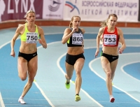 National Indoor Championships 2013 (Day 2). Final at 400 Metres. Tatyana Veshkurova, Kseniya Zadorina, Kseniya Ustalova