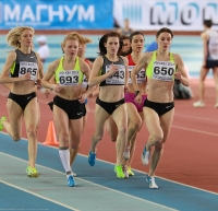 National Indoor Championships 2013 (Day 3). 1500 Metres. Yekaterina Kupina (N 650), Irina Maracheva (N 643), Marina Pospelova (N 693), Yelena Soboleva (N 865)