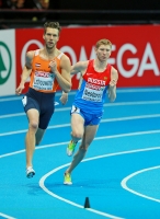 European Indoor Championships 2013. Göteborg, SWE. 1 March. 800m. Heats. Ivan Nesterov, RUS and Robert Lathouwers, NED
