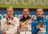 European Indoor Championships 2013. Göteborg, SWE. 2 March. Pole vault Champion is Holly Bleasdale, GBR. Silver is Anna Rogowska, POL. Bronza is Anzhelika Sidorova, RUS