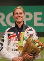 European Indoor Championships 2013. Göteborg, SWE. 2 March. Pole vault Champion is Holly Bleasdale, GBR