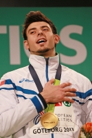 European Indoor Championships 2013. Göteborg, SWE. 2 March. Triple jump Champion is Daniele Greco,	ITA