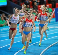 European Indoor Championships 2013. Göteborg, SWE. 2 March. 1500m. Final. Katarzyna Broniatowska, POL, Svetlana Podosyonova, RUS