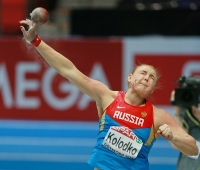 European Indoor Championships 2013. Göteborg, SWE. 3 March. Shot Put Silver is Yevgeniya Kolodko, RUS