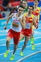 European Indoor Championships 2013. Göteborg, SWE. 3 March. 800m Champion is Adam Kszczot, POL. Silver is Kevin López, ESP