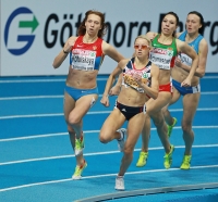 European Indoor Championships 2013. Göteborg, SWE. 3 March. 800m. Final. Yelena Kotulskaya, RUS, Maryna Arzamasava, BLR, Jennifer Meadows, GBR, Nataliya Lupu, UKR
