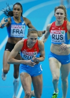 European Indoor Championships 2013. Göteborg, SWE. 3 March. 4 x 400 m. Nadezhda Kotlyarova, Kseniya Zadorina