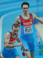 European Indoor Championships 2013. Göteborg, SWE. 3 March. 4 x 400 m. RUS. Yuriy Trambovetskiy, Konstantin Svechkar