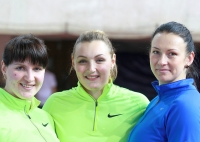 Yevgeniya Kolodko. Shot Put Russian Indoor Champion 2013. With Irina Tarasova and Yevgeniya Solovyeva