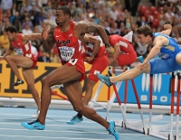 IAAF World Championships 2013, Moscow. 110 Meters Hurdles Men. David Oliver, USA, Sergey Shubenkov, RUS
