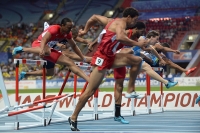 IAAF World Championships 2013, Moscow. 110 Meters Hurdles Men. Ryan Wilson, USA, Aries Merritt, USA, Jason Richardson, USA, Sergey Shubenkov, RUS