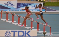 IAAF World Championships 2013, Moscow. 400 Metres Hurdles Women. Lashinda Demus, USA, Perri Shakes-Drayton, GBR
