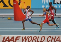 IAAF World Championships 2013, Moscow. 400 Metres Hurdles Men.  Omar Cisnerds, CUB, Felix Sanchez, DOM, Kerron Clement, USA