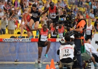 IAAF World Championships 2013, Moscow. 3000 Metres Steeplechase Men  Final. Conseslus Kipruto, KEN, Ezekiel Kemboi, KEN, Mahiedine Mekhissi-Benabbad, FRA