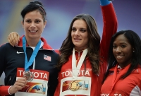 IAAF World Championships 2013, Moscow. Pole Vault Champion Yelena Isinbayeva, RUS. Silver is Jennifer Suhr, USA. Bronza is Yarisley Silva