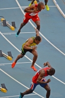 IAAF World Championships 2013, Moscow. 200 Metres Men. Lalonde Gordon, TRI, Warren Weir, JAM, Jaysuma Saidy Ndure, NOR