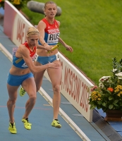 IAAF World Championships 2013, Moscow. 4x400 Metres Relay Women. Kseniya Ryzhova, RUS and Antonina Krivoshapka, RUS