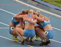 IAAF World Championships 2013, Moscow. 4x400 Metres Relay Women Champion. Yuliya Guschina, Tatyana Firova, Kseniya Ryzhova, Antonina Krivoshapka, RUS