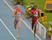 IAAF World Championships 2013, Moscow. 4x400 Metres Relay Women. Kseniya Ryzhova, RUS and Ashley Spencer, USA