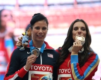 Jennifer Suhr. Pole vault World Indoor Silver Medallist 2013, Moscow. With Yelena Isinbayeva