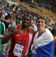 David Oliver. 110 m hurdles World Champion 2013, Moscow. With Sergey Shubenkov