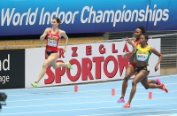 World Indoor Championships 2014, Sopot. 1 Day. 400 Metres - women. Semi-final. Denisa Rosolová, CZE, Joanna Atkins, USA, Patricia Hall, JAM