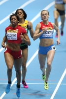 World Indoor Championships 2014, Sopot. 1 Day. 400 Metres - women. Semi-final. Francena McCorory, USA, Kseniya Ryzhova, RUS, Kaliese Spencer, JAM