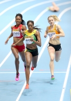 World Indoor Championships 2014, Sopot. 1 Day. 400 Metres - women. Semi-final. Joanna Atkins, USA, Patricia Hall, JAM, Lisanne De Witte, NED