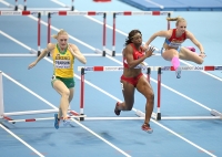 World Indoor Championships 2014, Sopot. 2 Day. 60 Metres Hurdles - women. Final. Sally Pearson, AUS, Nia Ali, USA, Yuliya Kondakova, RUS