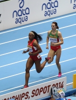 World Indoor Championships 2014, Sopot. Day 3. 800 Metres - Women. Final. Chanelle Price, USA, Marina Arzamasova, BLR