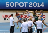 World Indoor Championships 2014, Sopot. Day 3. 4x400 Metres Relay - Women. Final. Yuliya Terekhova and Kseniya Ryzhova