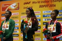 World Indoor Championships 2014, Sopot. Day 3. 60 Metres World Champion. Shelly-Ann Fraser-Pryce, JAM. Silver Murielle Ahouré, CIV. Bronza Tianna Bartoletta, USA