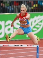 European Athletics Championships 2014 /Zurich, SUI. Day 2. 400m Hurdles Women Qualifying Rounds. Irina Davydova