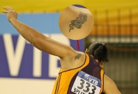 TATTOO SPORT. Valerie Adams, New Zealand. Tattoo in the form of a rose with thorns