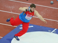 Prague 2015 European Athletics Indoor Championships. Shot Put Men Qualifying Rounds. Konstantin LYADUSOV, RUS