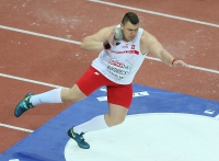 Prague 2015 European Athletics Indoor Championships. Shot Put Men Qualifying Rounds. Konrad BUKOWIECKI, POL