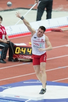 Prague 2015 European Athletics Indoor Championships. Heptathlon Men Shot Put. Pawel WIESIOLEK, POL