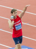 Prague 2015 European Athletics Indoor Championships. Heptathlon Men Shot Put. Adam HELCELET, CZE